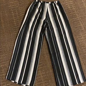Black and white striped palazzo pants